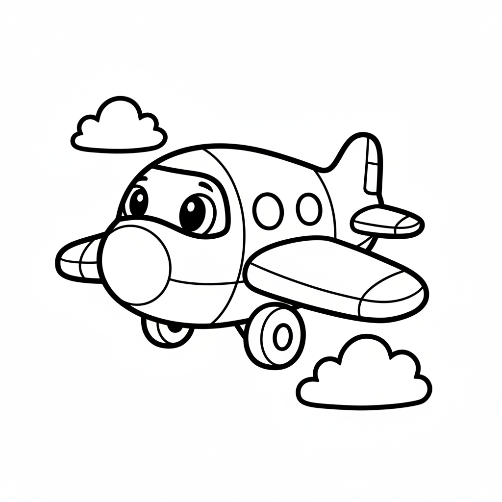 Plane coloring page for kindergarteners - Standard style