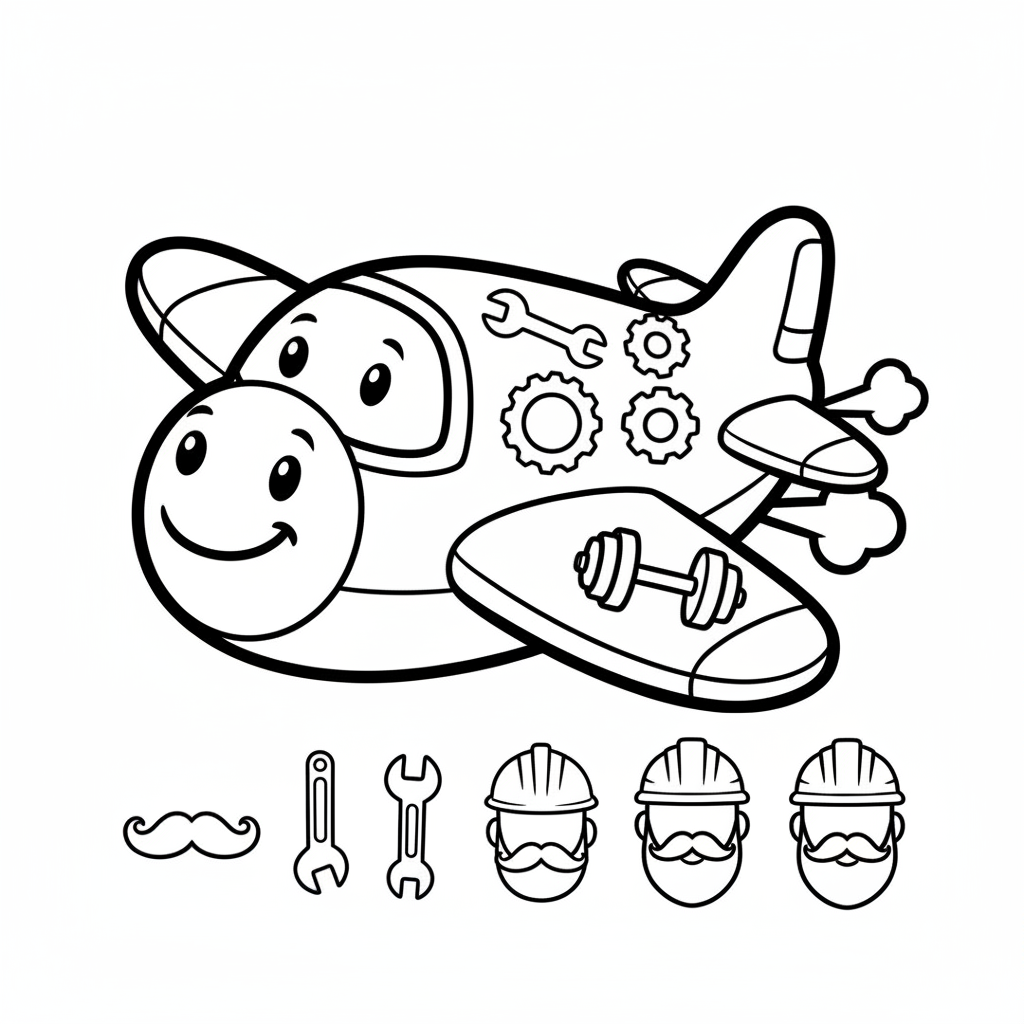 Plane coloring page for men - Standard style