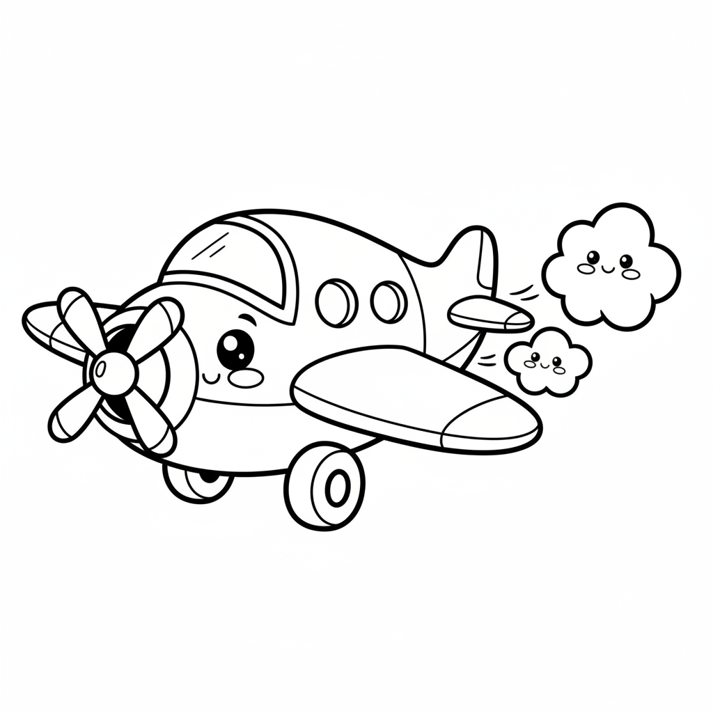 Plane coloring page for preschoolers - Standard style