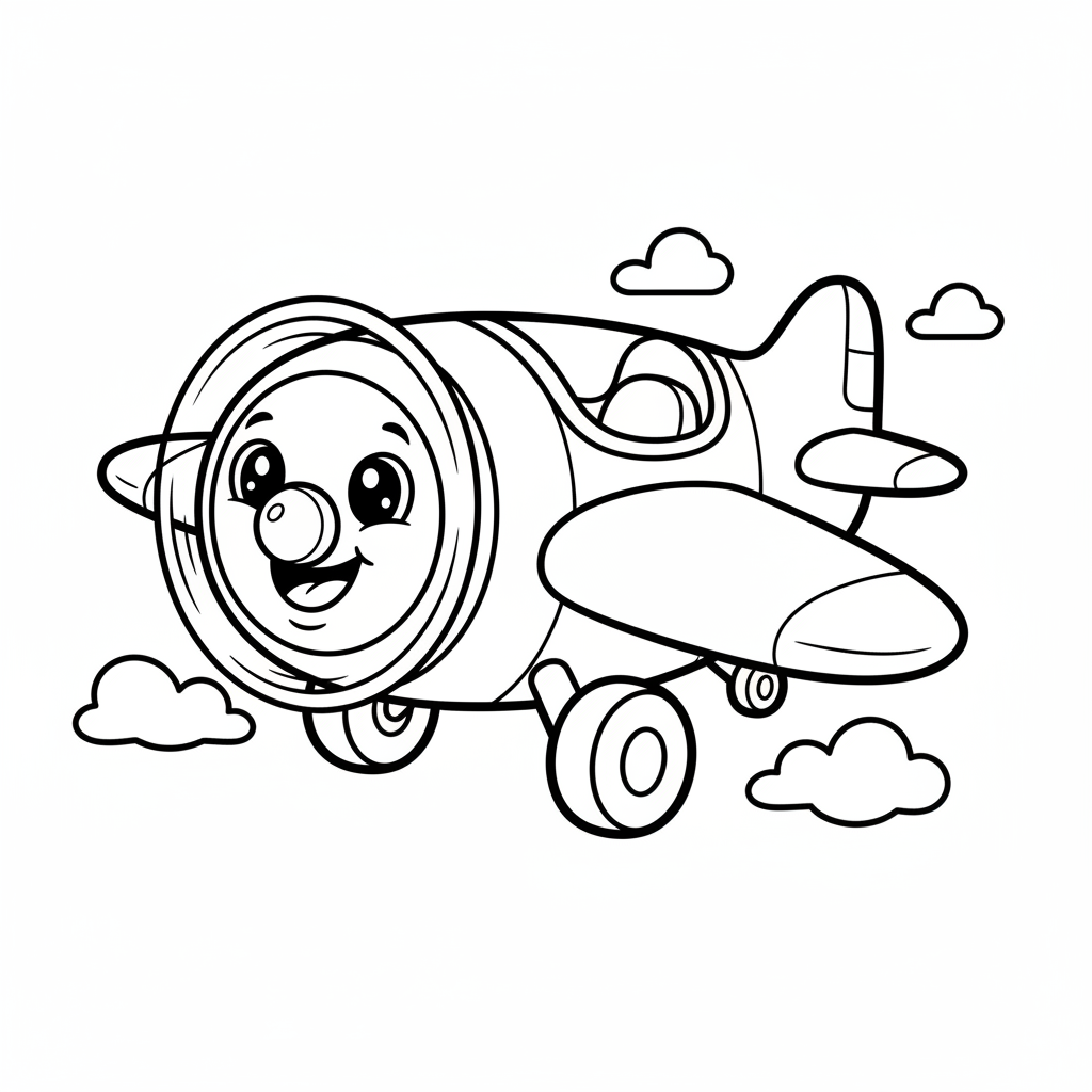 Plane coloring page for toddlers - Standard style