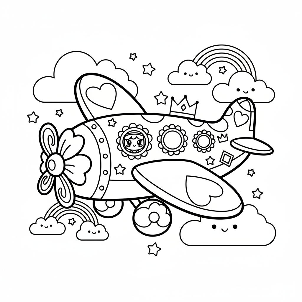 Plane coloring page for women - Standard style