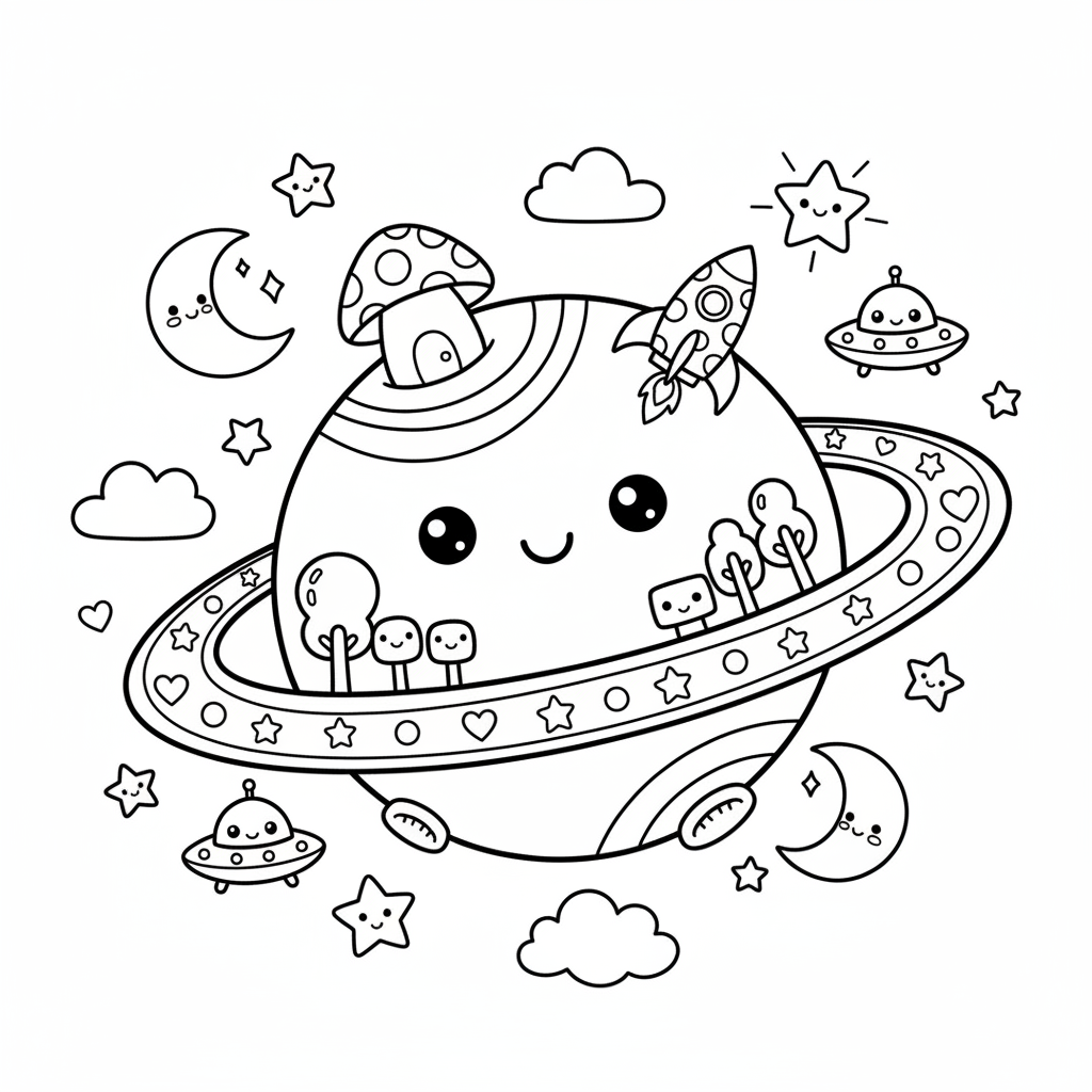 Planet coloring page for adults - Standard style