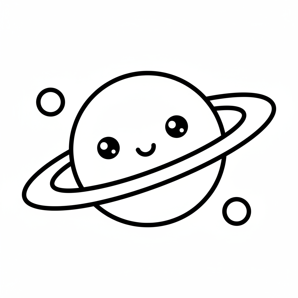 Planet coloring page for beginners - Standard style