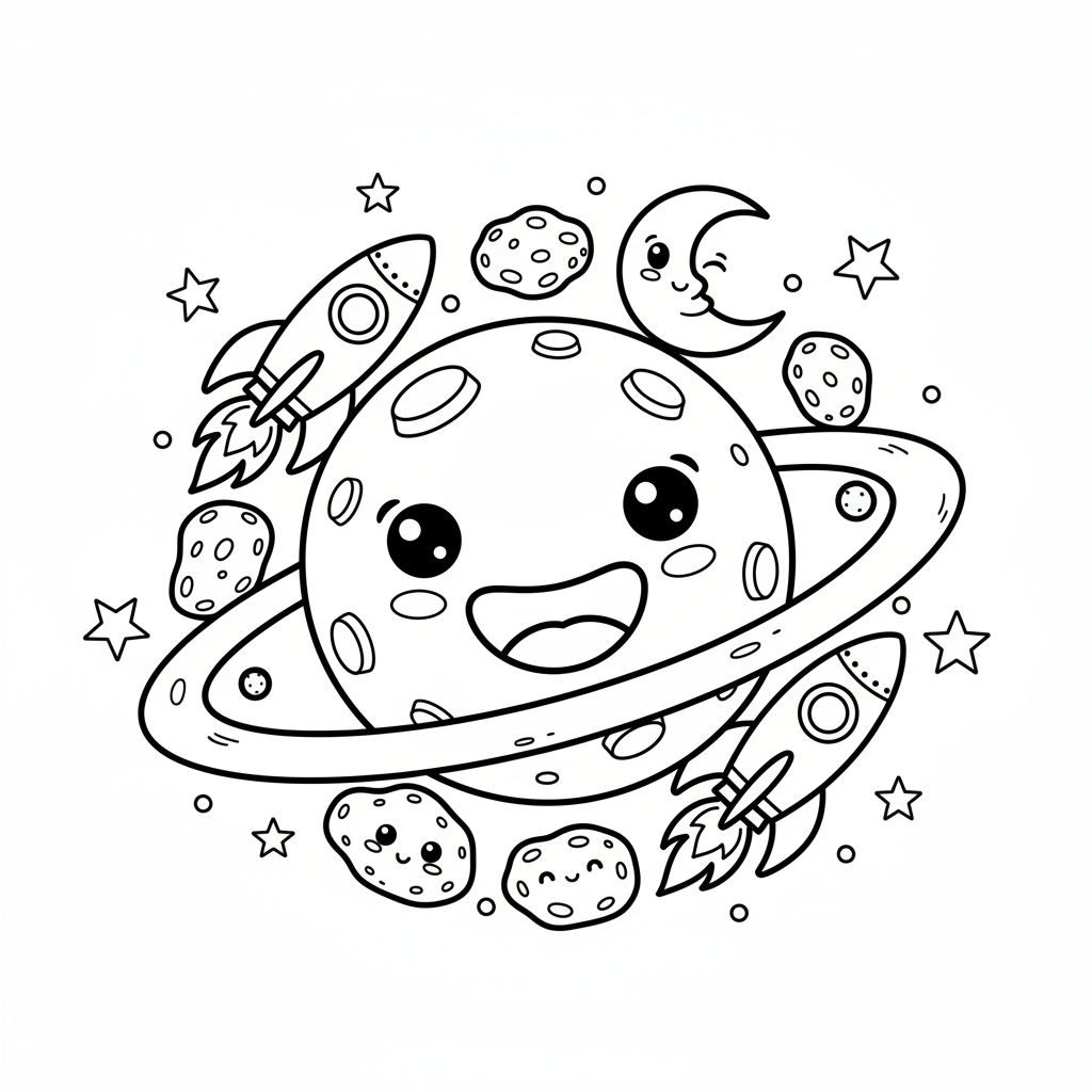 Planet coloring page for boys - Standard style