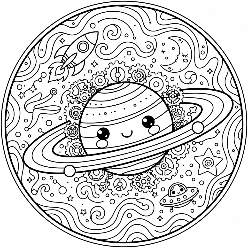 Planet coloring page for experts - Standard style