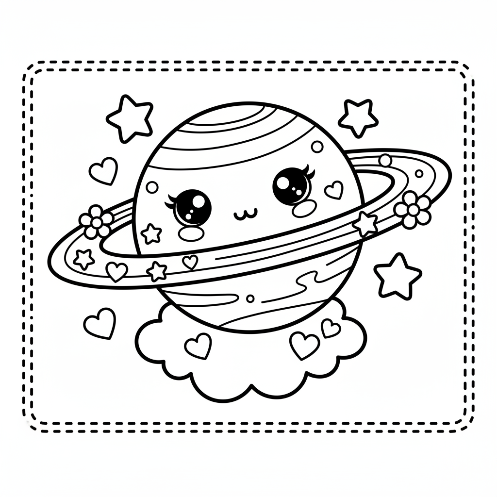 Planet coloring page for girls - Standard style