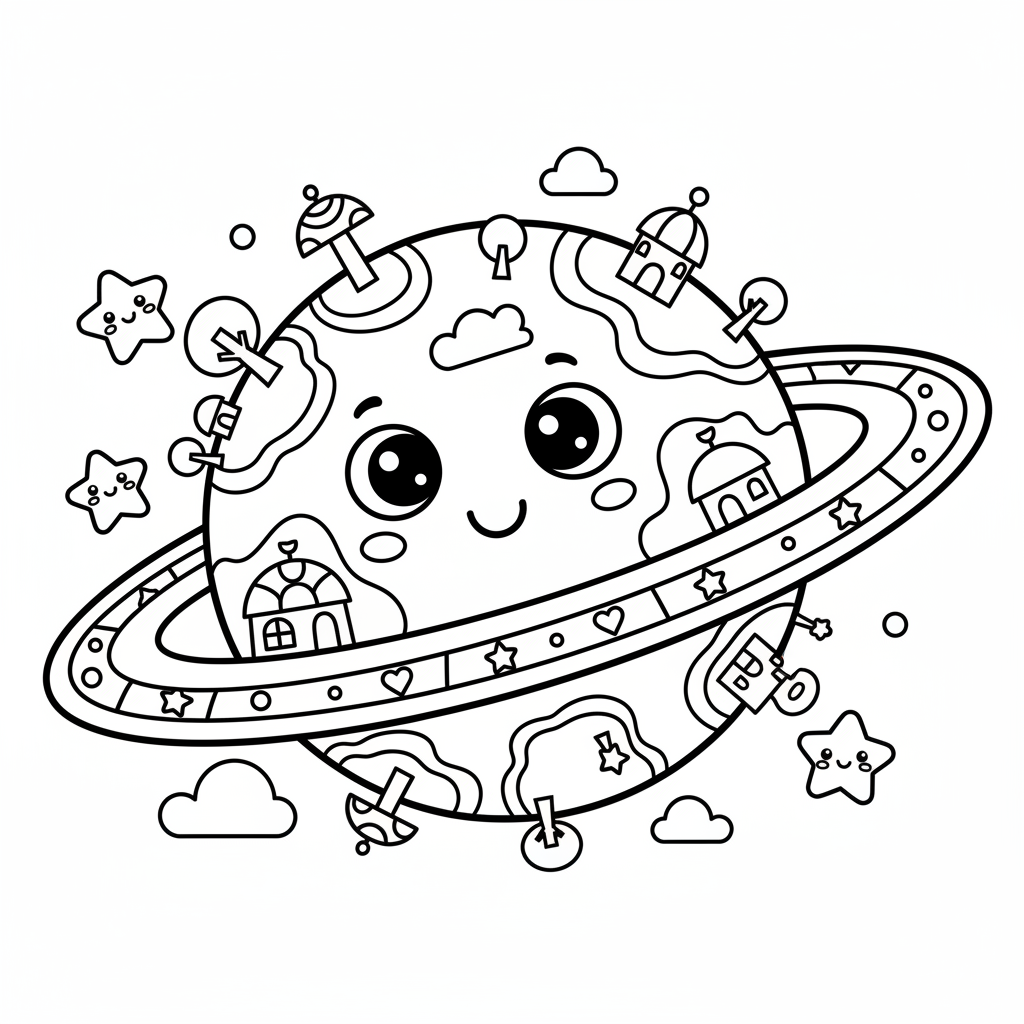 Planet coloring page for intermediates - Standard style