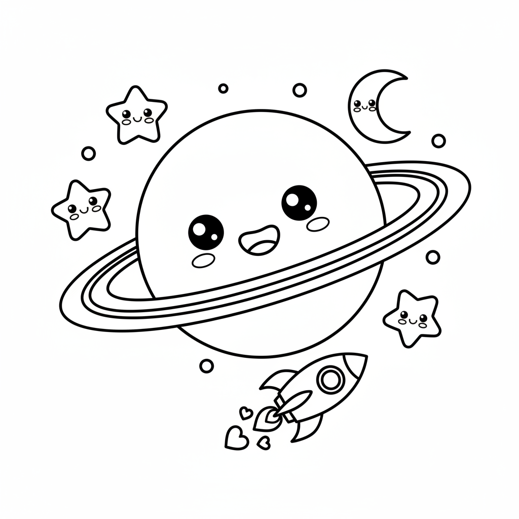 Planet coloring page for kindergarteners - Standard style