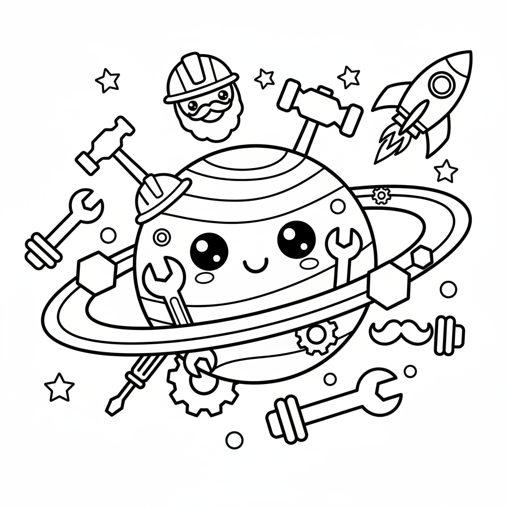 Planet coloring page for men - Standard style