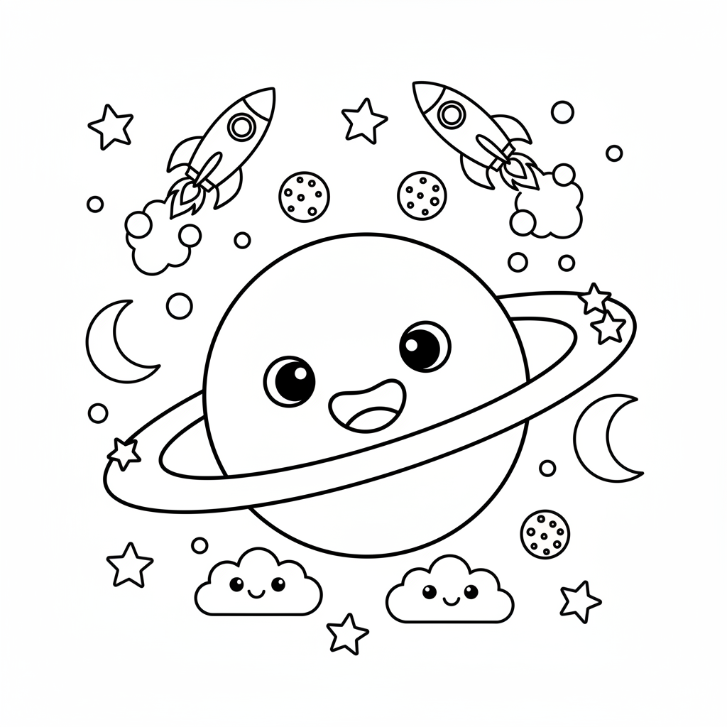 Planet coloring page for preschoolers - Standard style