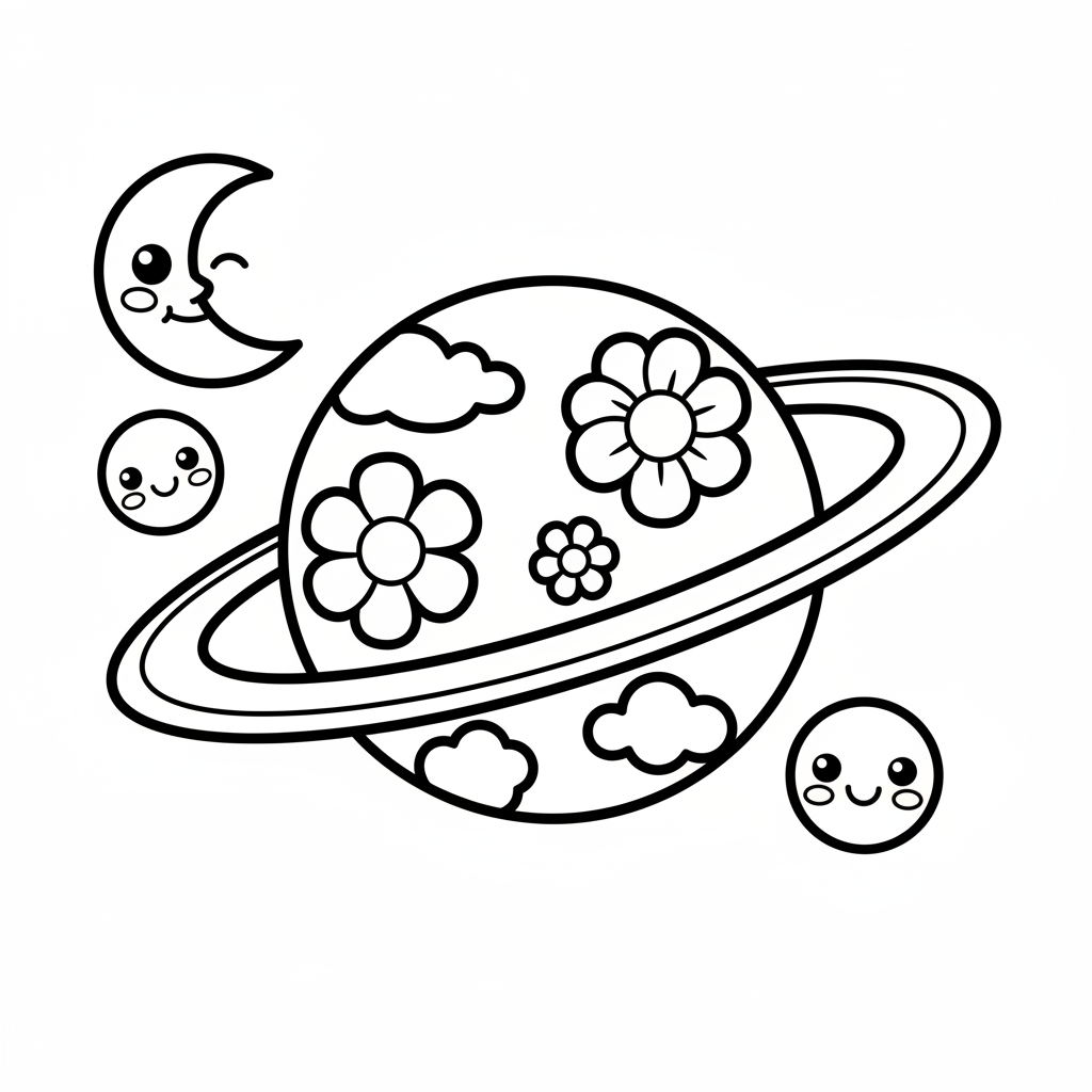 Planet coloring page for seniors - Standard style