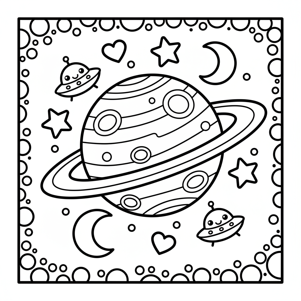 Planet coloring page for teens - Standard style