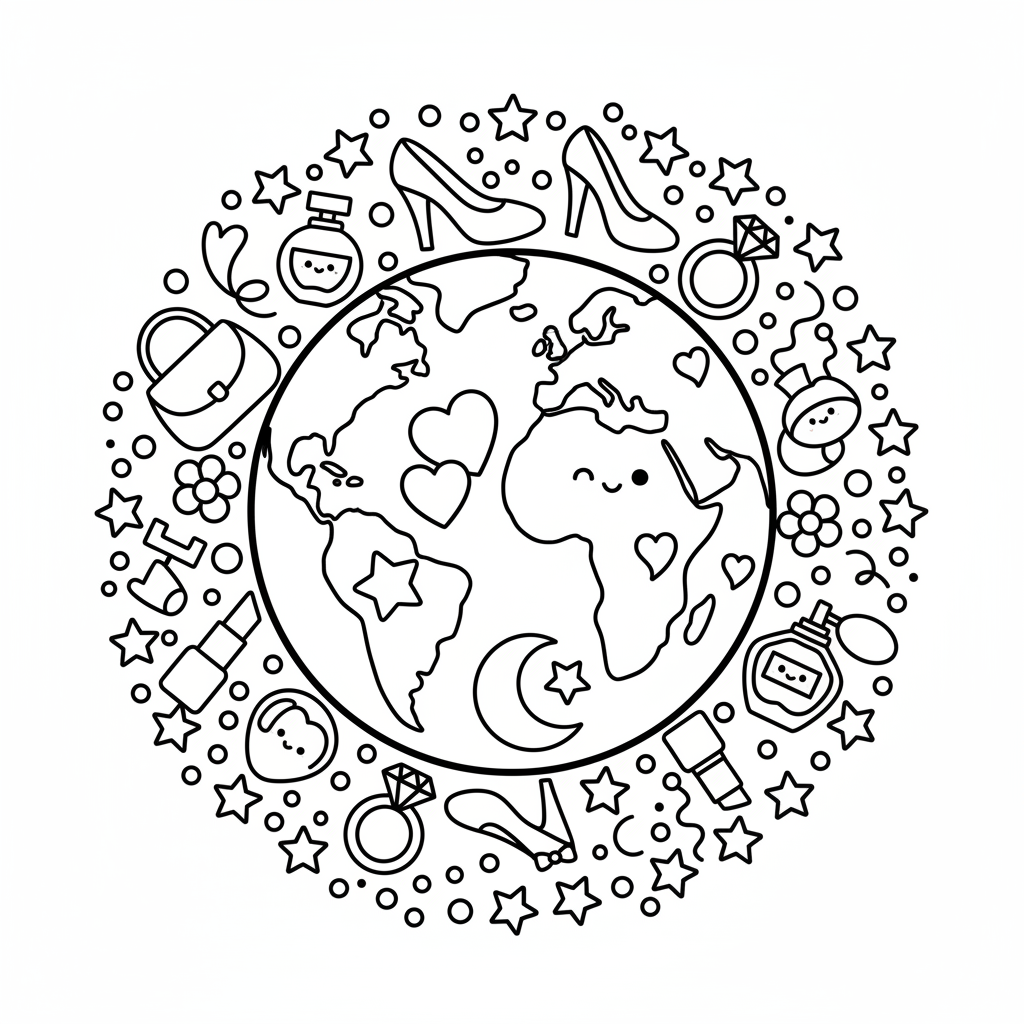 Planet coloring page for women - Standard style