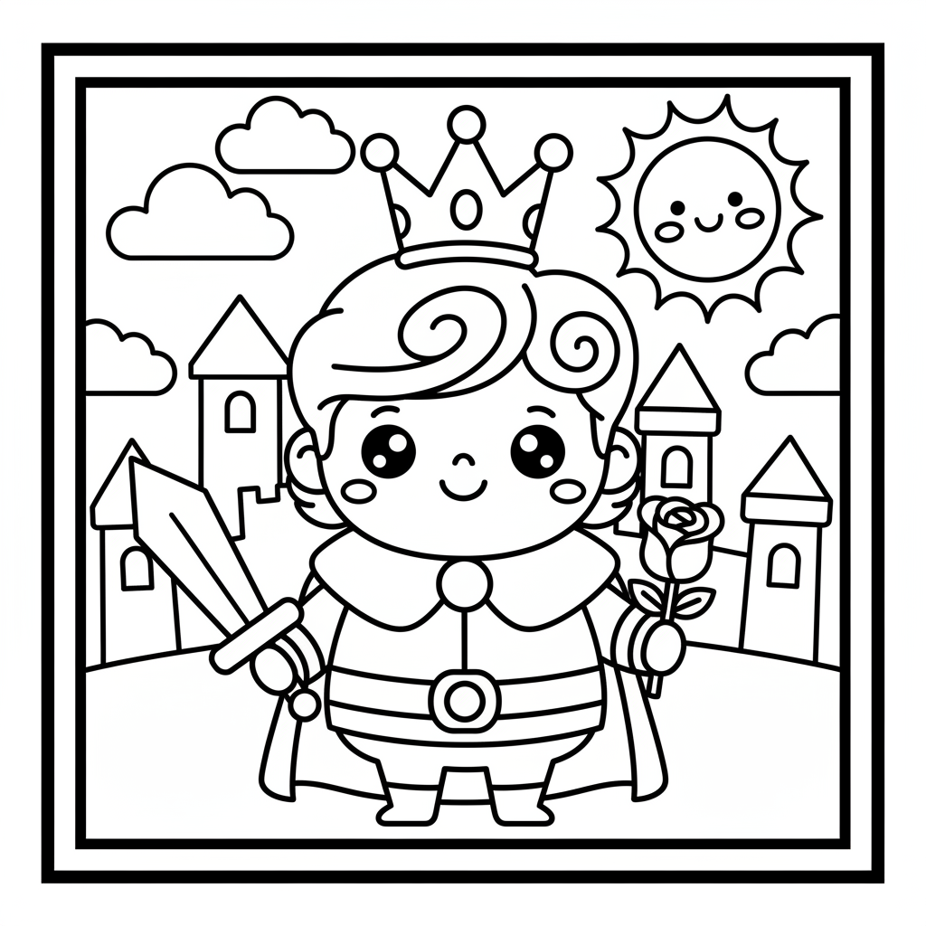 Prince coloring page for beginners - Standard style