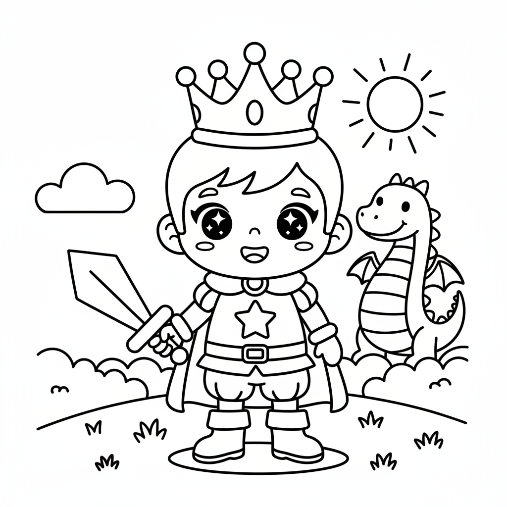 Prince coloring page for boys - Standard style