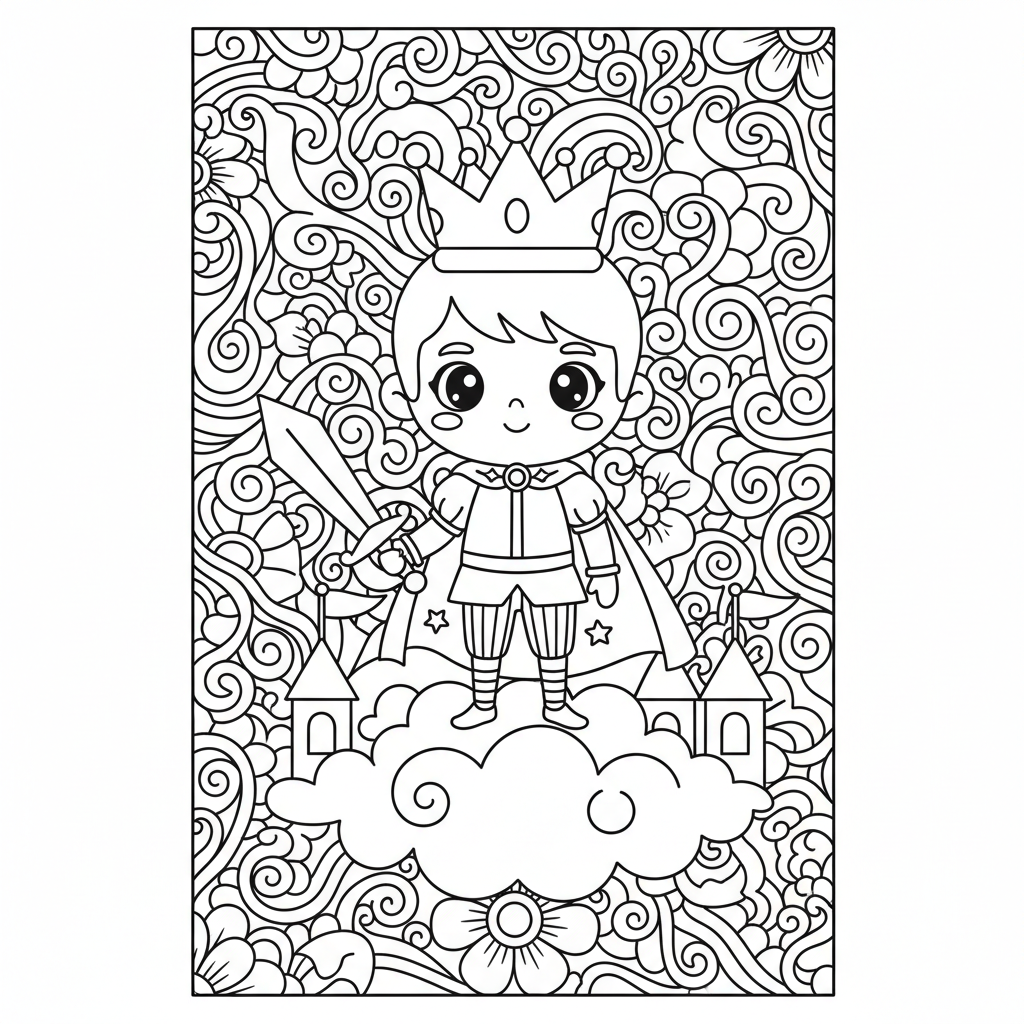 Prince coloring page for experts - Standard style