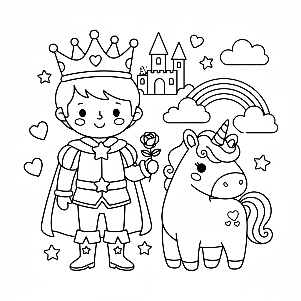 Prince coloring page for girls - Standard style