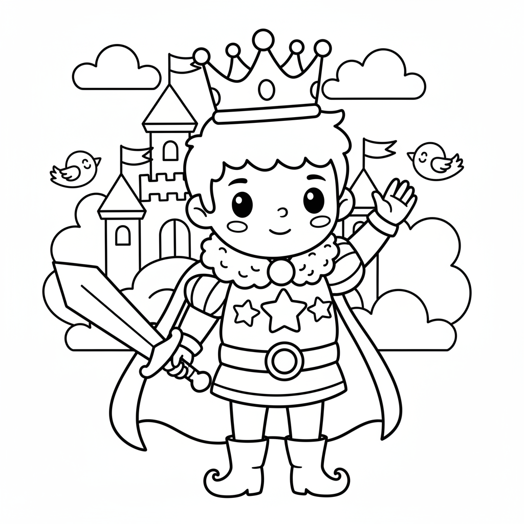 Prince coloring page for intermediates - Standard style