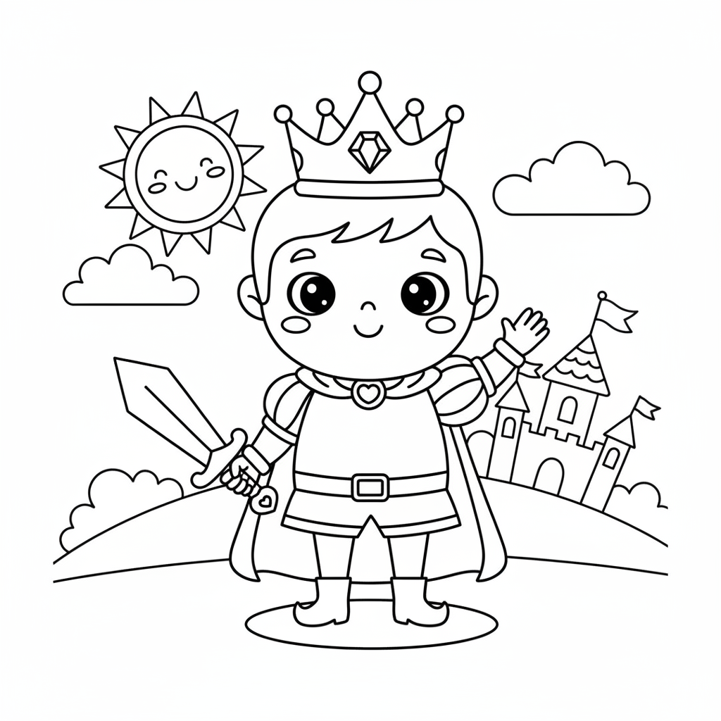 Prince coloring page for kids - Standard style