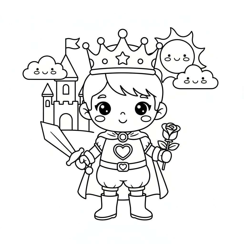 Prince coloring page for kindergarteners - Standard style