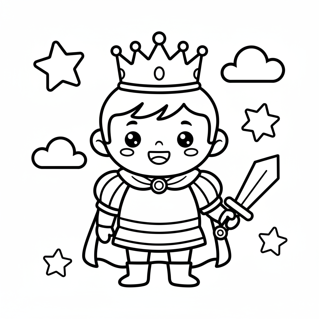 Prince coloring page for preschoolers - Standard style