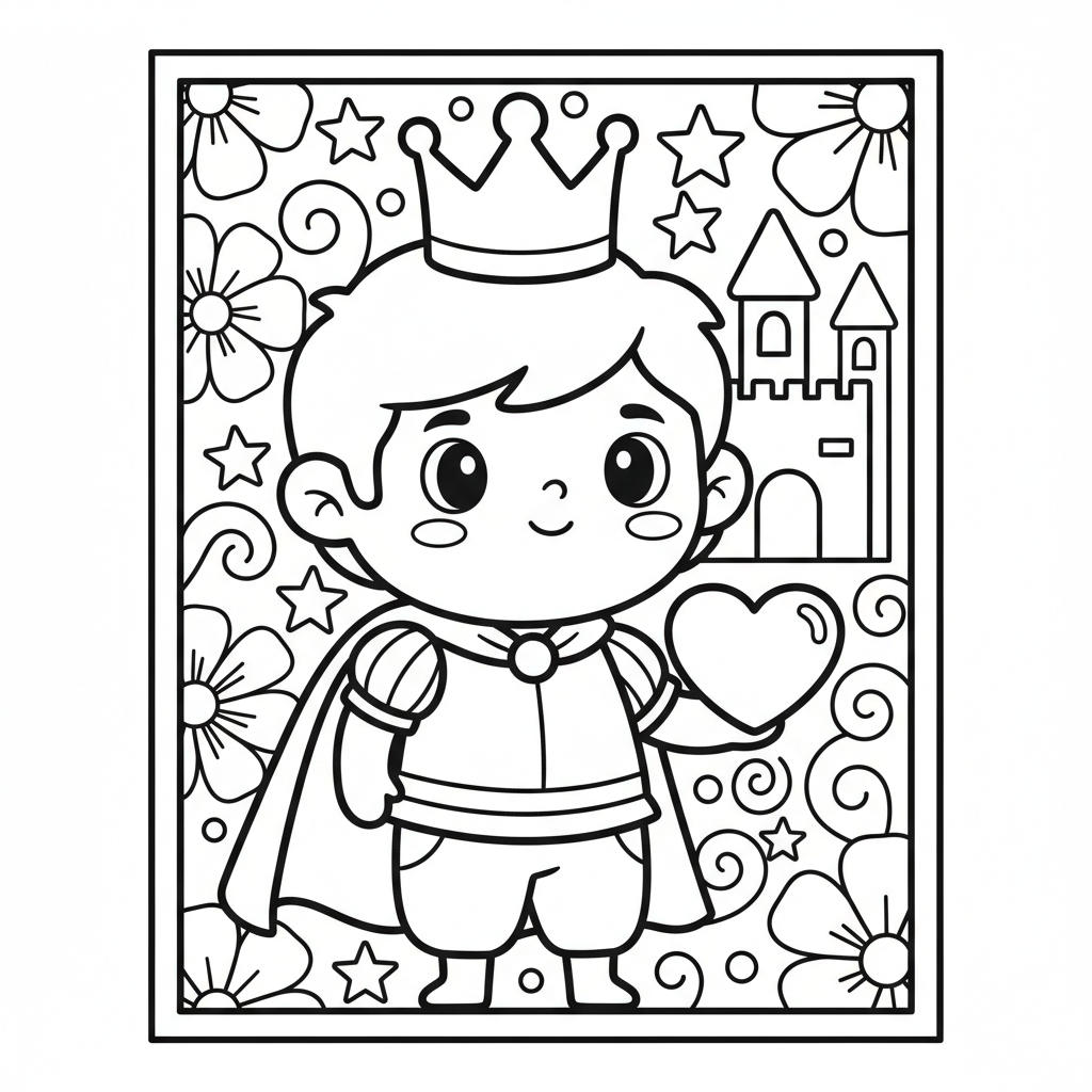 Prince coloring page for seniors - Standard style