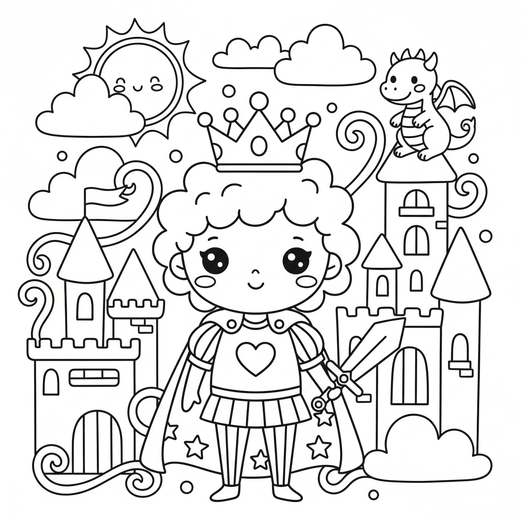 Prince coloring page for teens - Standard style