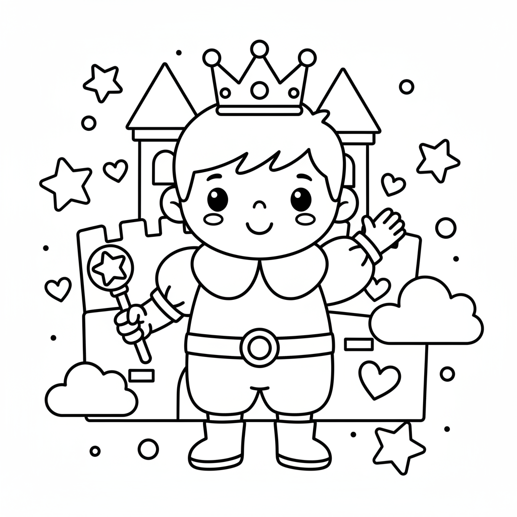 Prince coloring page for toddlers - Standard style