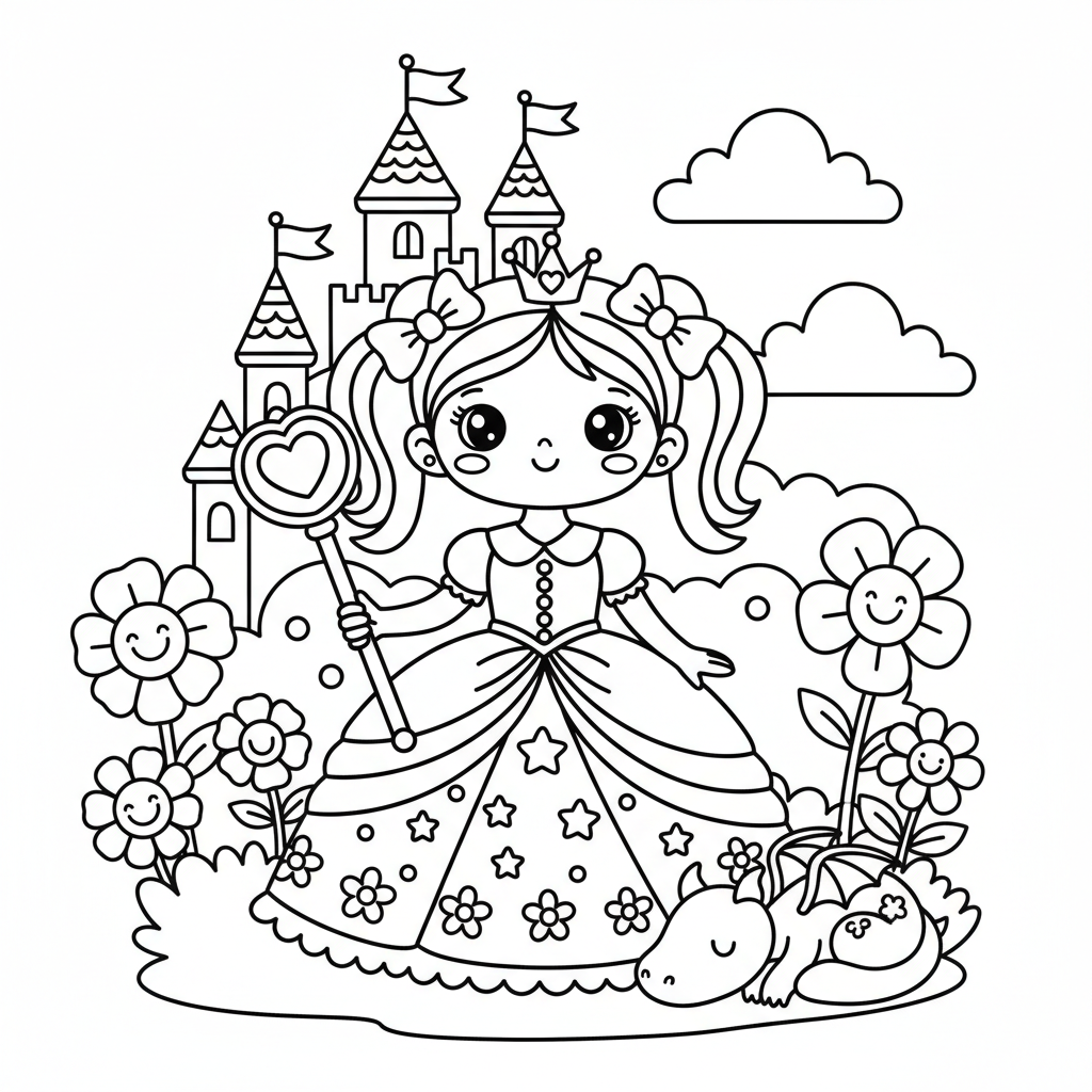Princess coloring page for girls - Standard style