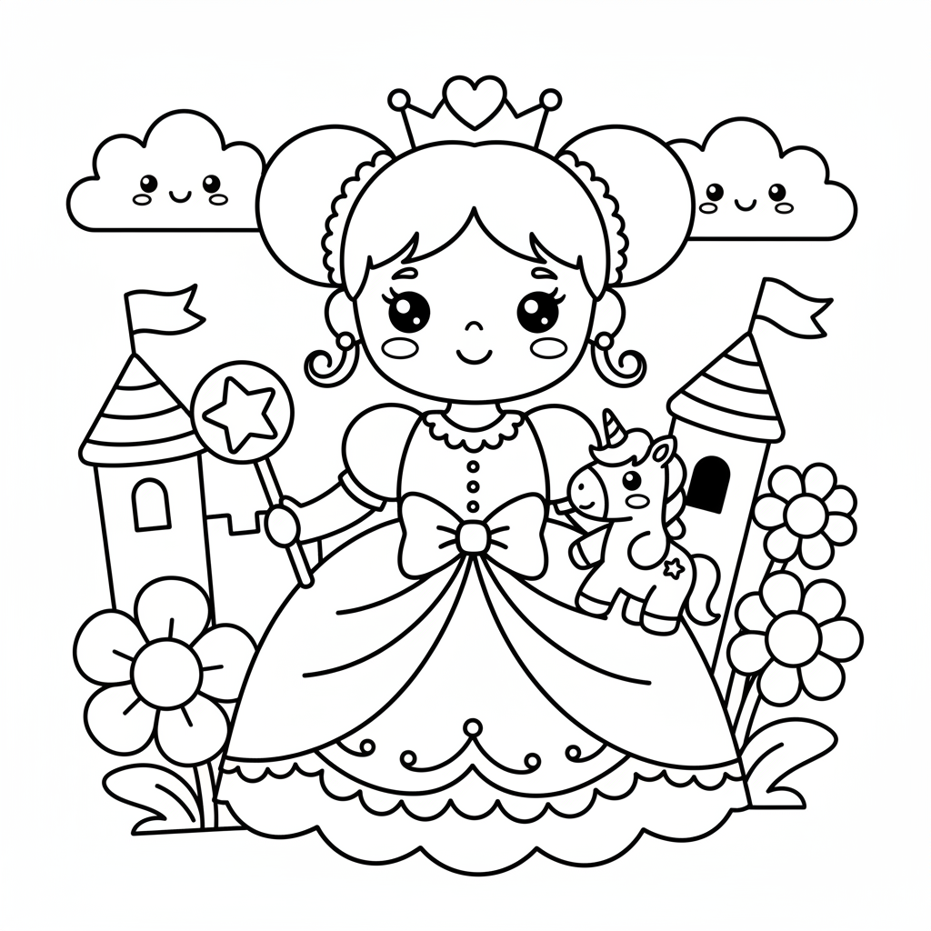 Princess coloring page for preschoolers - Standard style
