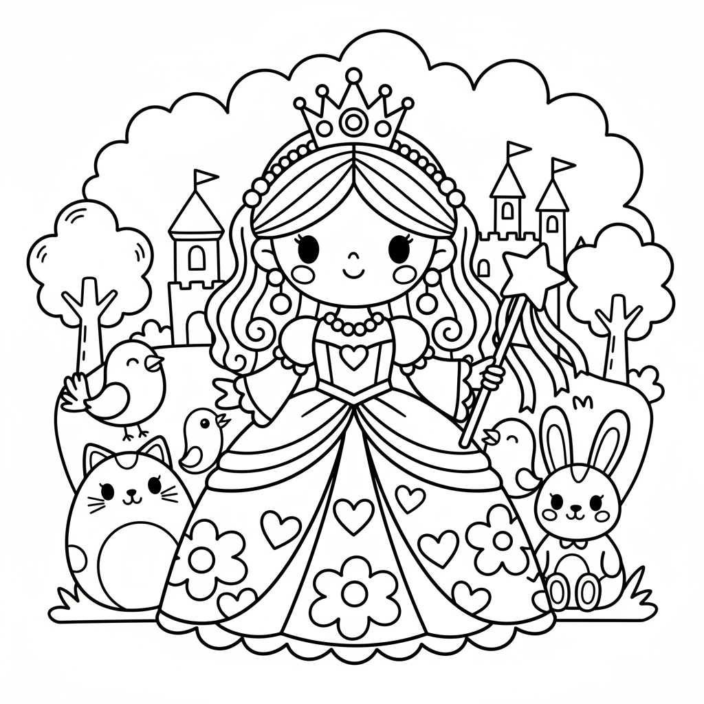 Princess coloring page for seniors - Standard style