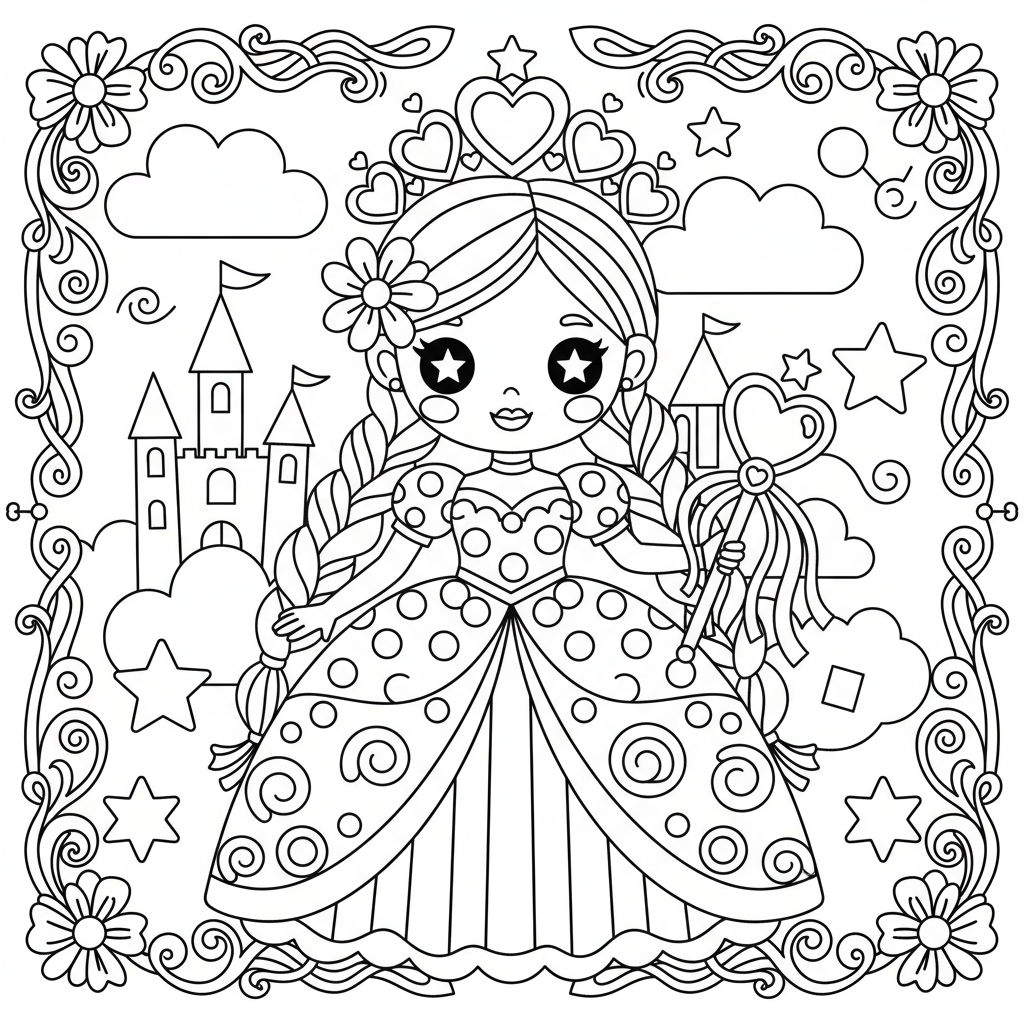 Princess coloring page for teens - Standard style