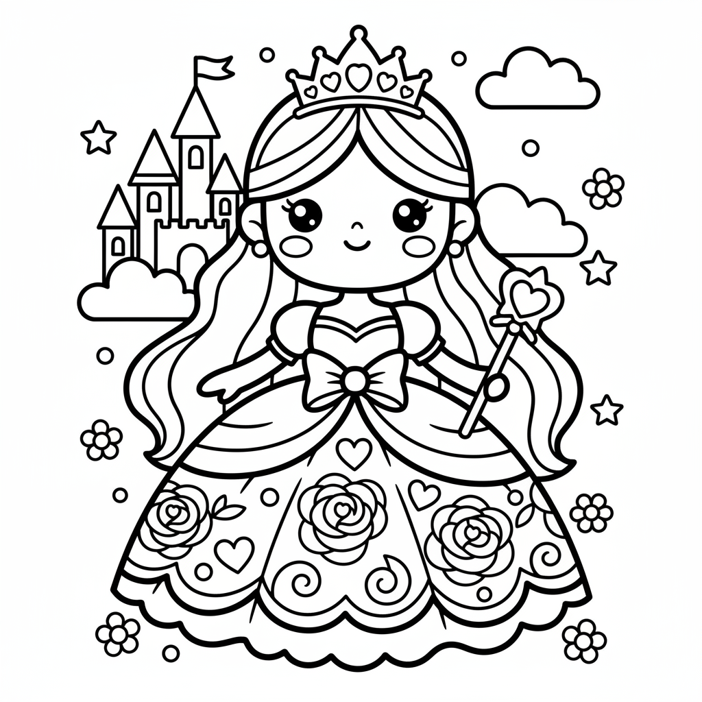 Princess coloring page for women - Standard style