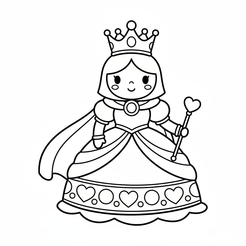 Queen coloring page for beginners - Standard style