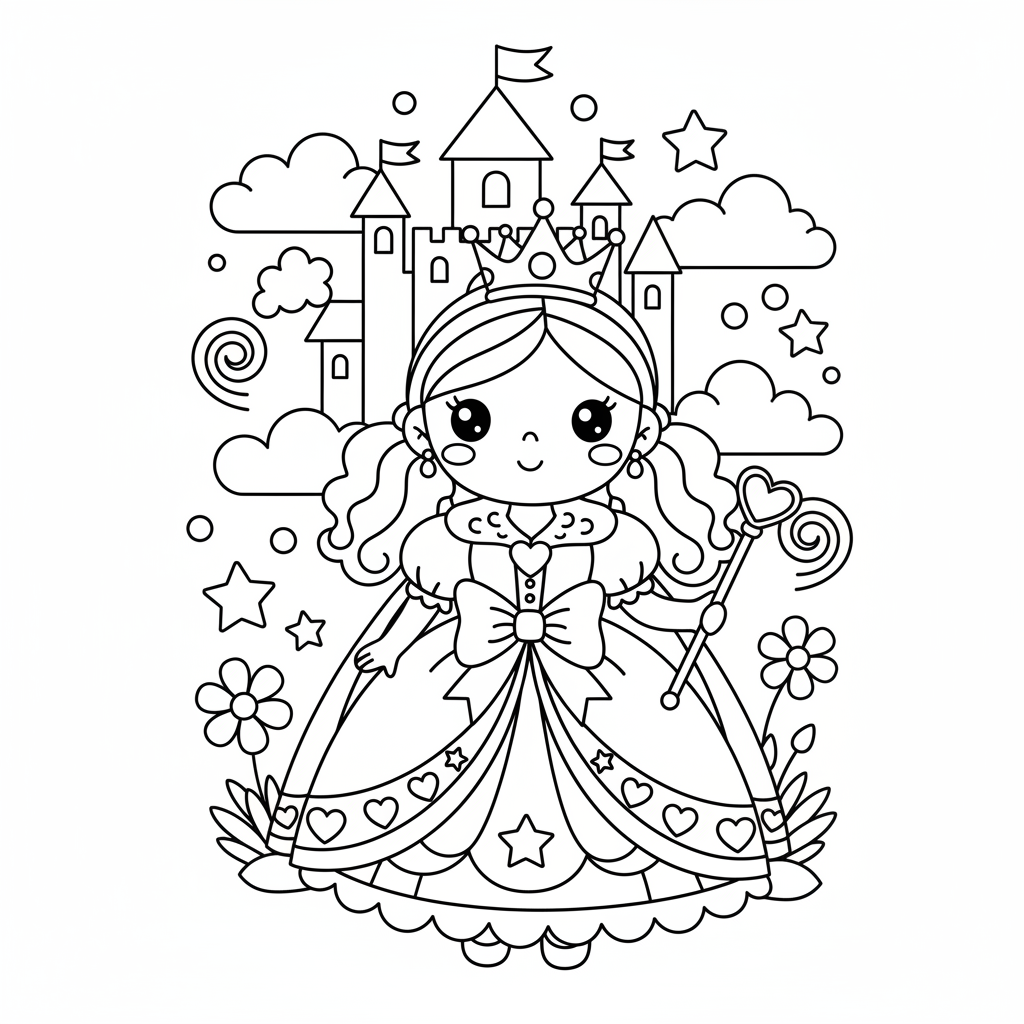 Queen coloring page for girls - Standard style