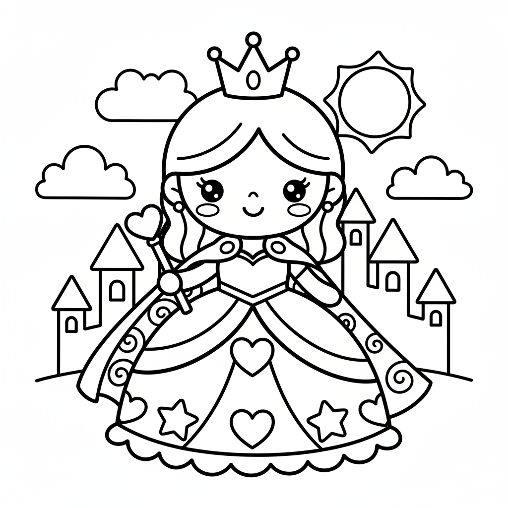Queen coloring page for intermediates - Standard style