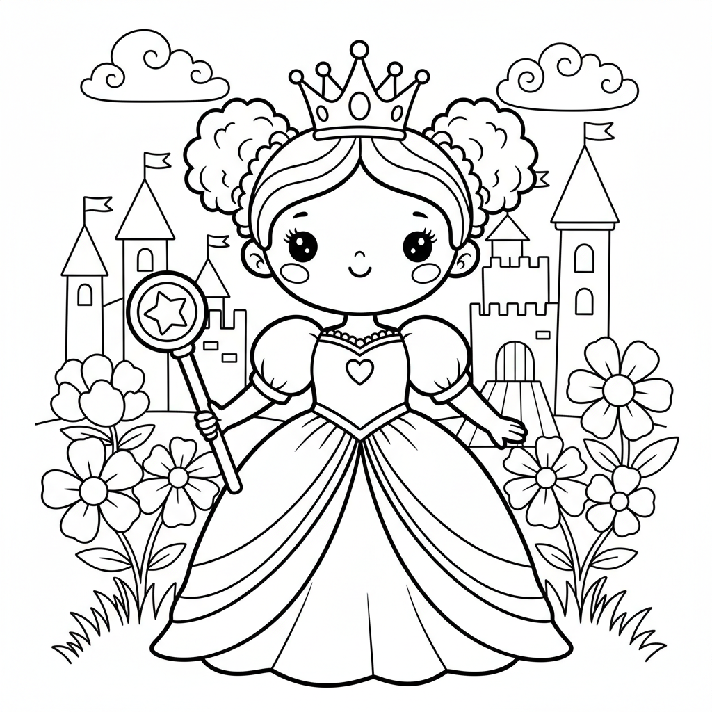 Queen coloring page for kids - Standard style