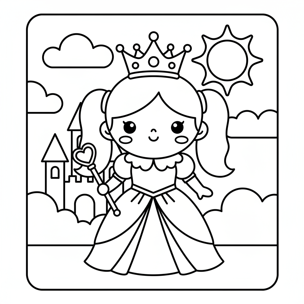 Queen coloring page for kindergarteners - Standard style
