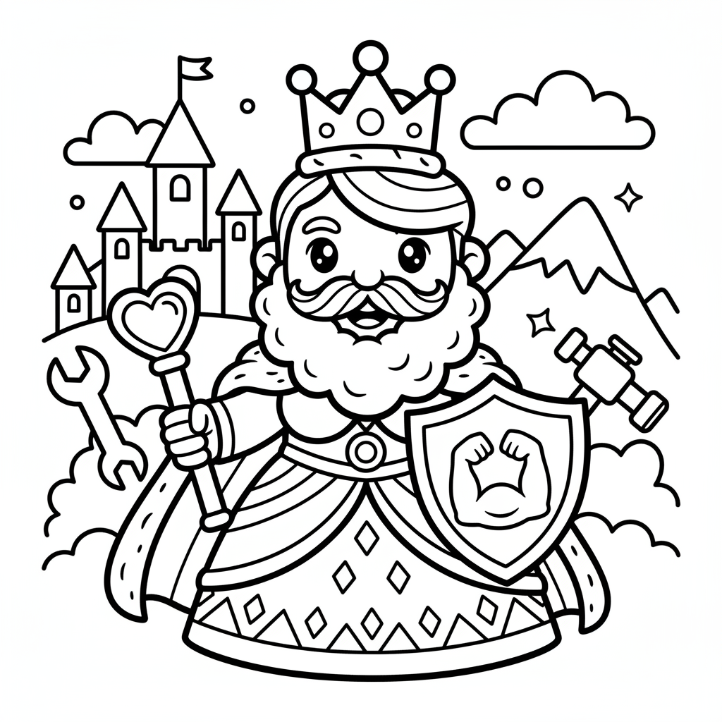 Queen coloring page for men - Standard style