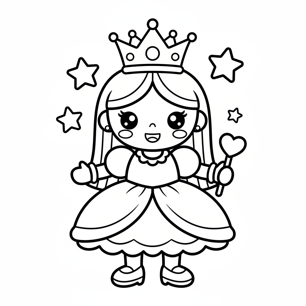 Queen coloring page for preschoolers - Standard style