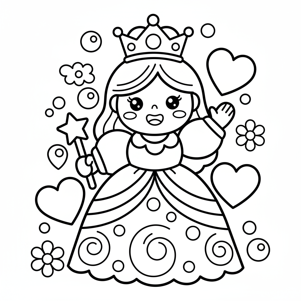 Queen coloring page for seniors - Standard style