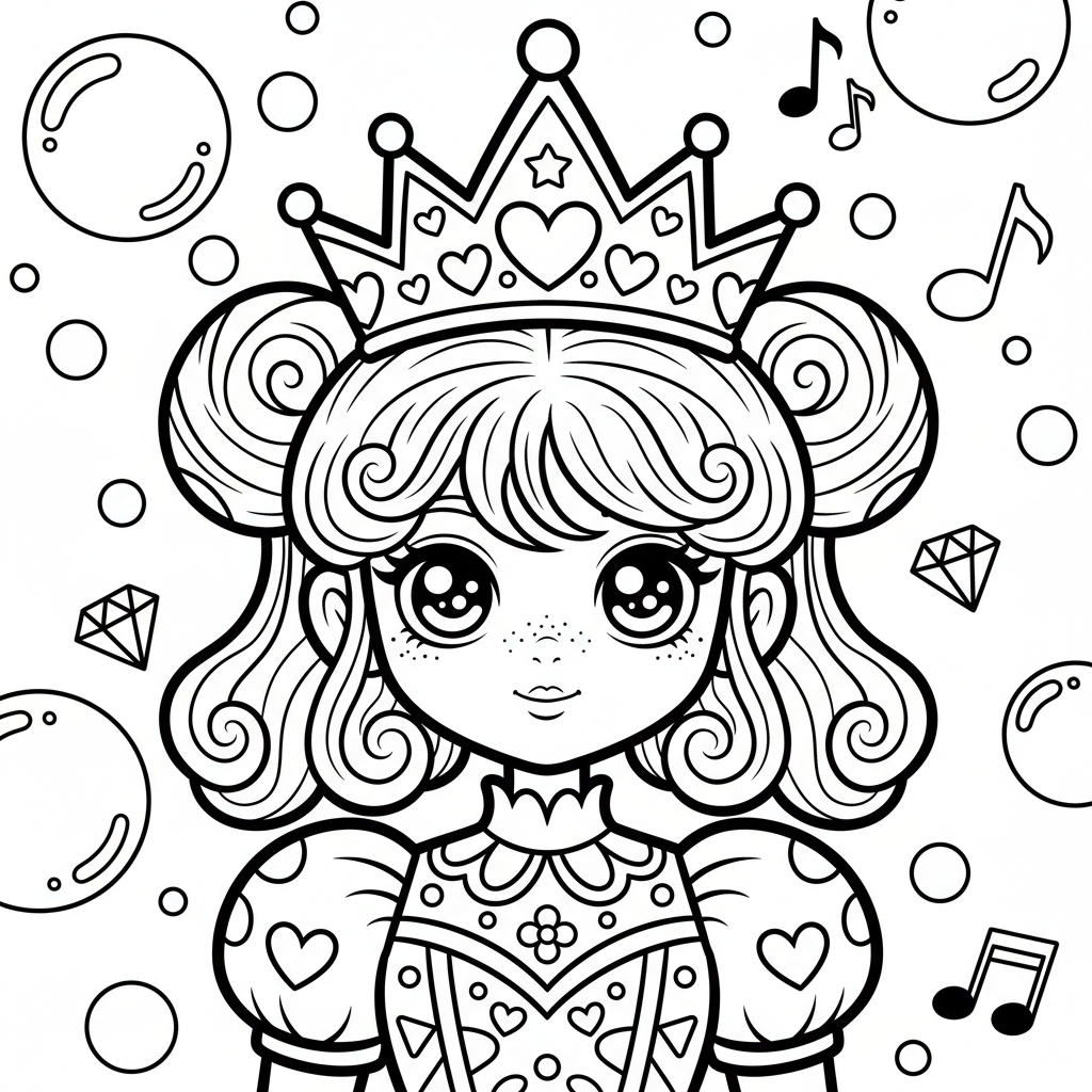 Queen coloring page for teens - Standard style