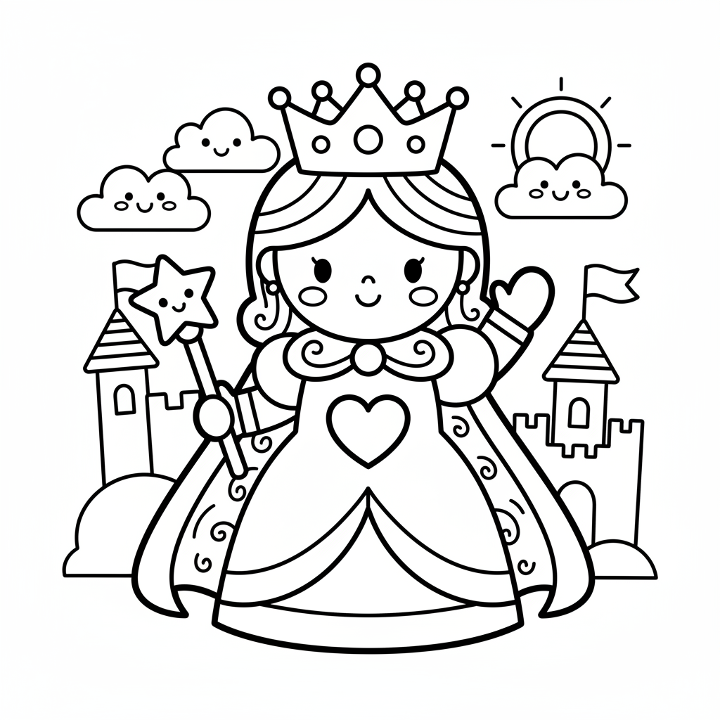 Queen coloring page for toddlers - Standard style