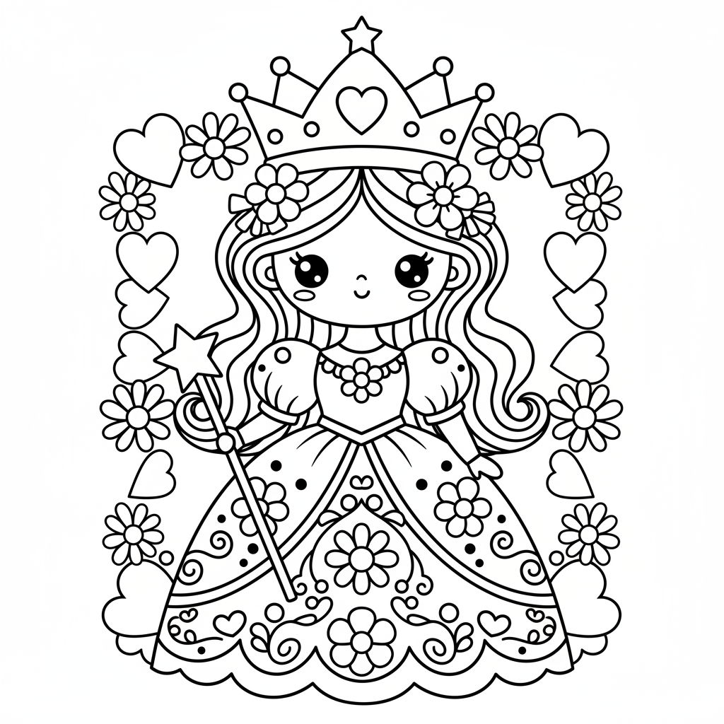 Queen coloring page for women - Standard style