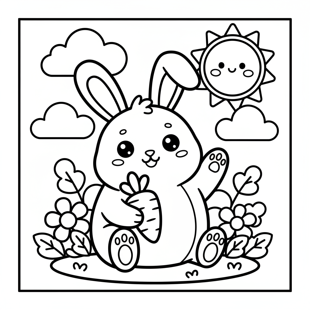 Rabbit coloring page for seniors - Standard style