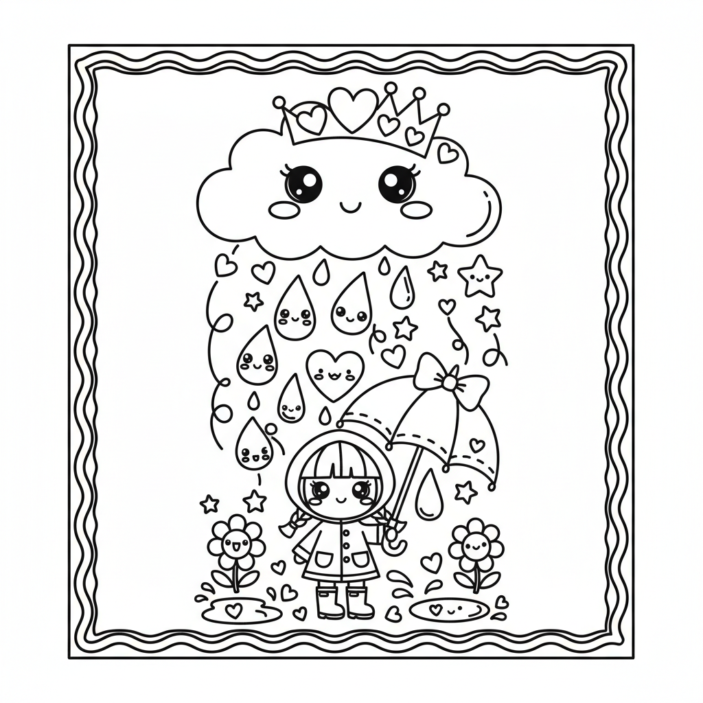 Rain coloring page for girls - Standard style