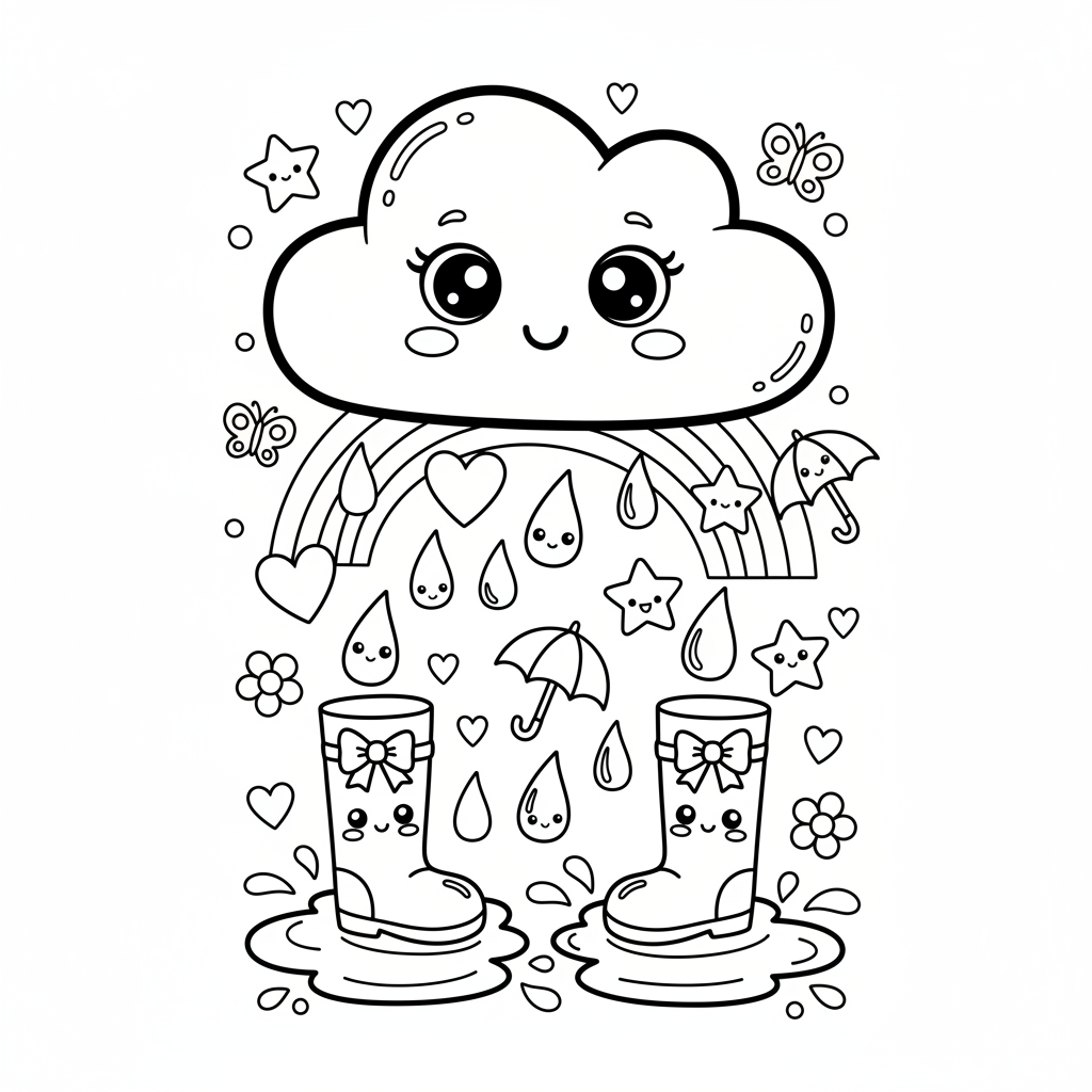 Rain coloring page for women - Standard style