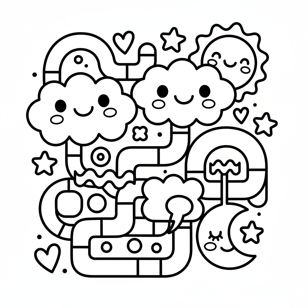 Abstract coloring page for everyone - Realistic style