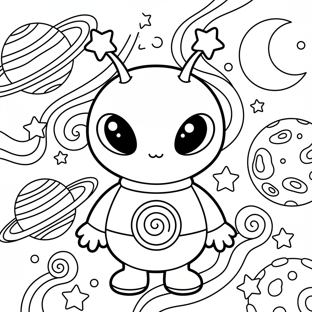 Alien coloring page for everyone - Realistic style