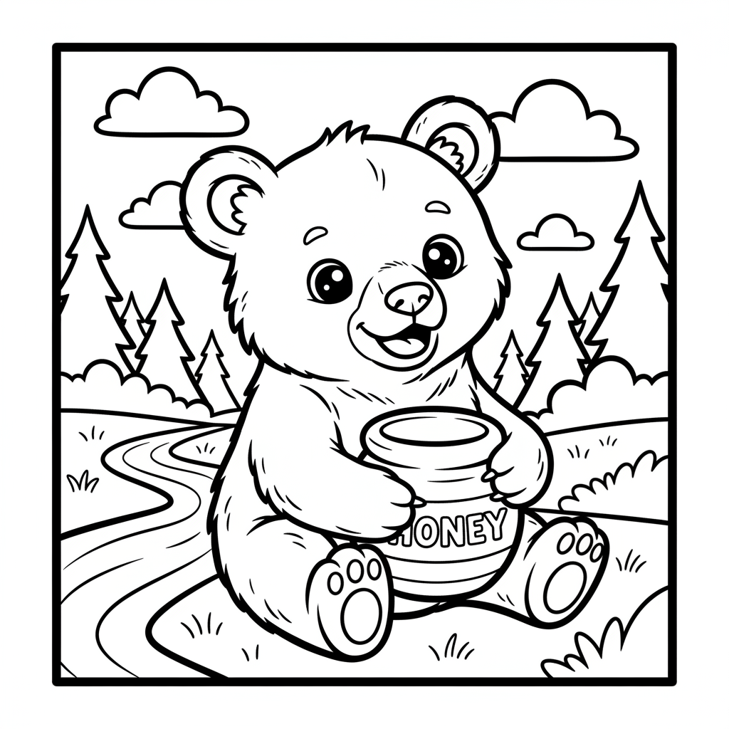Bear coloring page for everyone - Realistic style